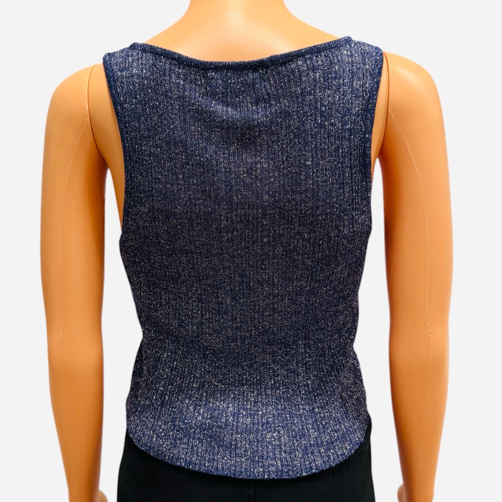 HOUSE OF HARLOW 1960 Sparkle Tank Fun Metallic Bling Blue Silver NWT Size Medium - Picture 5 of 7